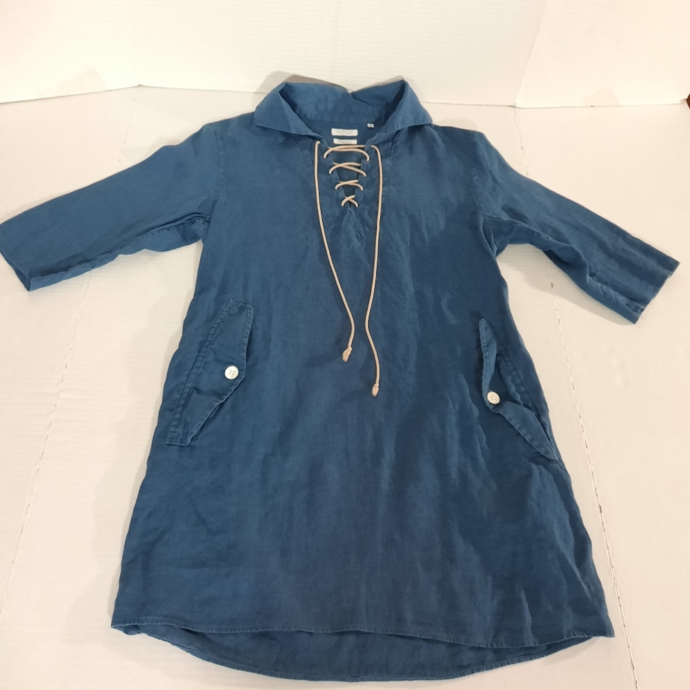 Kamakura Linen 3/4 Sleeve Tie Neck Tunic